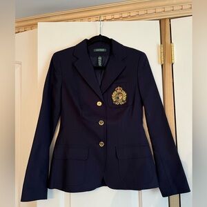Ralph Lauren Emblem Navy Blazer Size 2